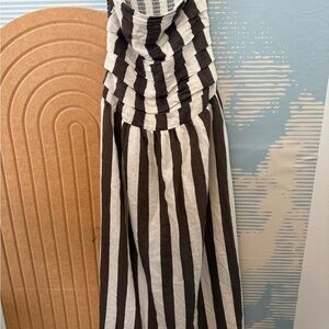 Moon River Black and White Striped Maxi Dress